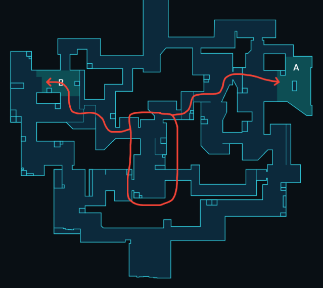 The middle of Split circled, with two entry routes to both sites.