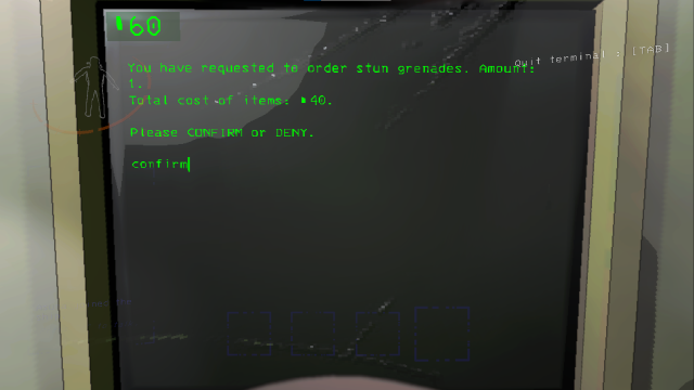 Confirm screen of the Terminal's Store in Lethal Company