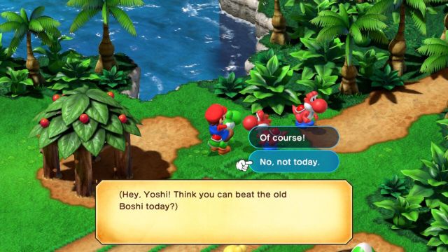 mario talking to a yoshi in super mario rpg remake