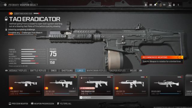 Screenshot of TAQ Eradicator in MW3's create-a-class menu.