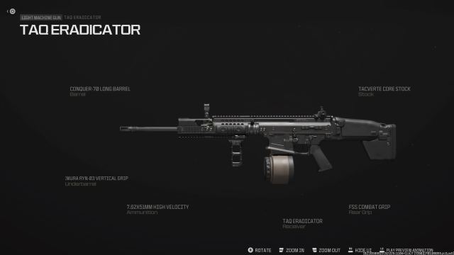 A screenshot of the best TAQ Eradicator loadout in MW3.