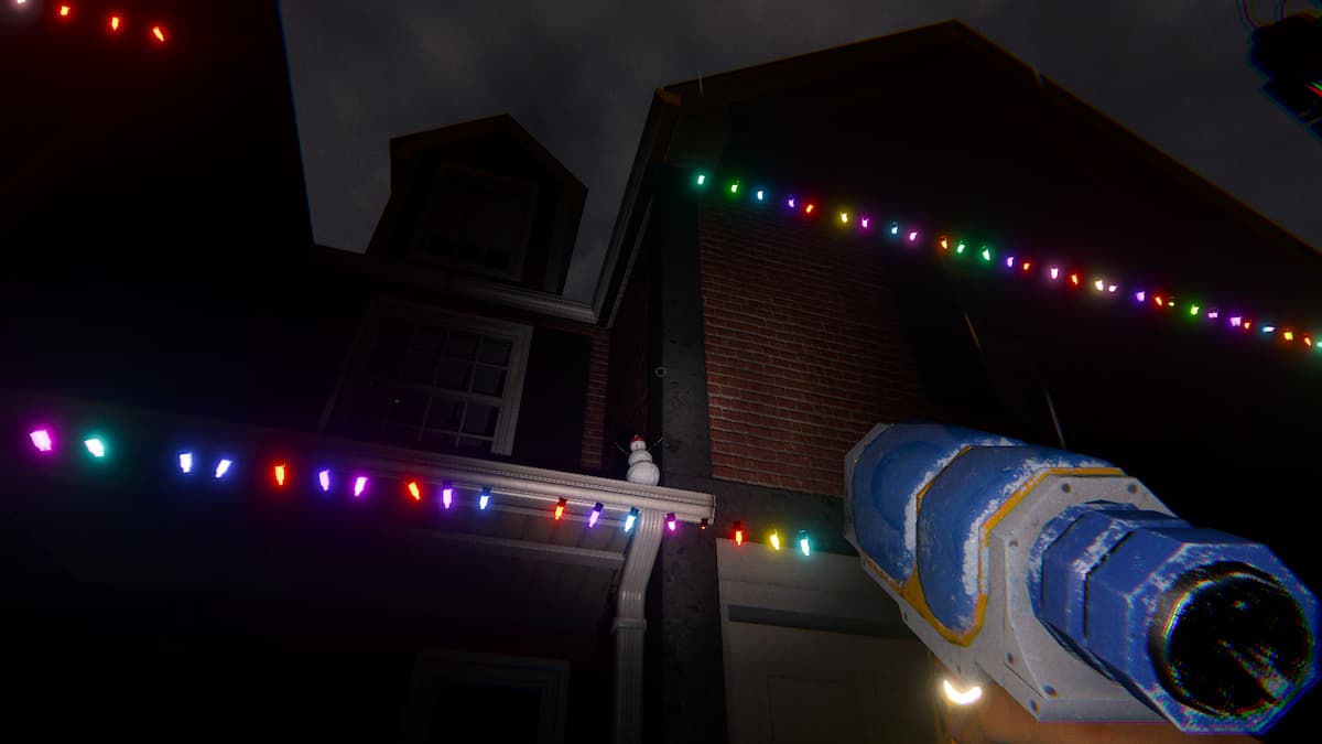 A snowman dancing on the roof of 42 Edgefield Road.