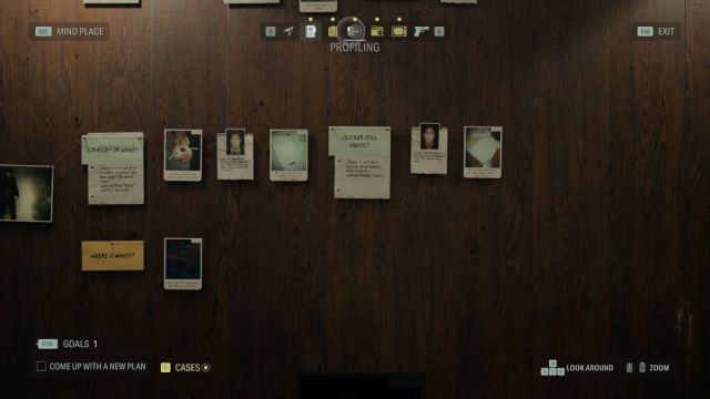 An in game screenshot of the Case Board in Alan Wake 2.