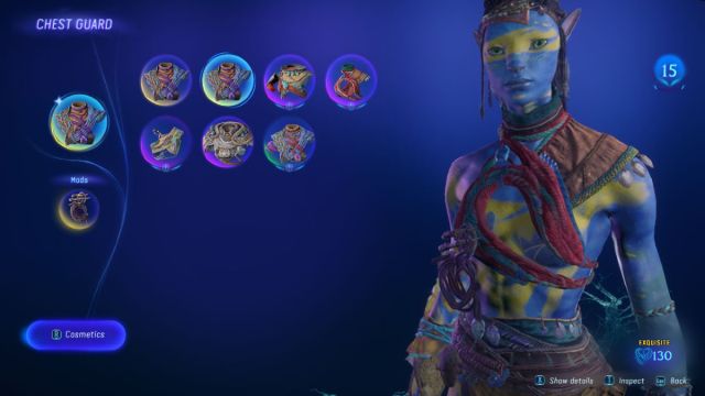 The Cosmetics Menu in Avatar: Frontiers of Pandora