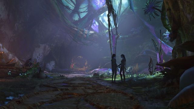 Neytu and Vu'an in the Aranahe Home Tree in Avatar: Frontiers of Pandora.