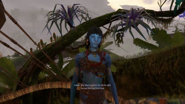 Lurei during a dialogue cutscene in Avatar: Frontiers of Pandora.