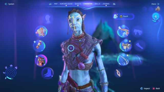 A screenshot of the character creator in Avatar: Frontiers of Pandora showing available options.