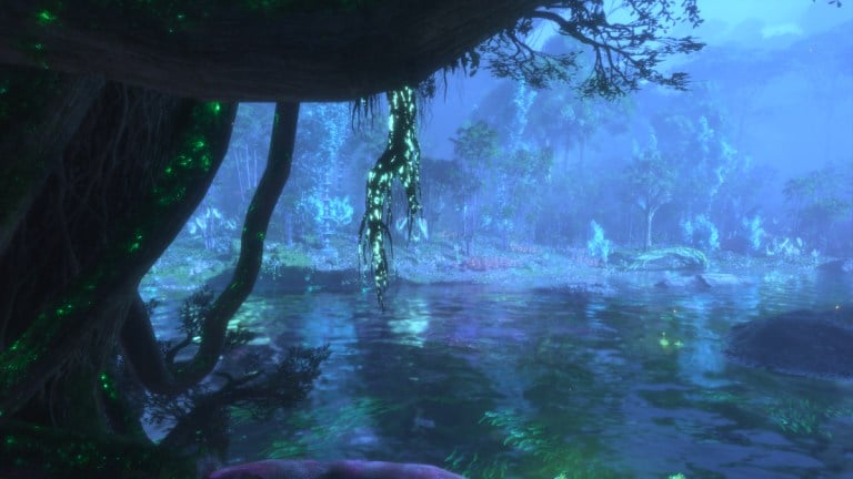 A Canopy Root hanging from a tree branch in Avatar: Frontiers of Pandora.