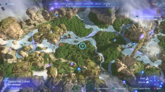 A screenshot of the map in Avatar: Frontiers of Pandora.