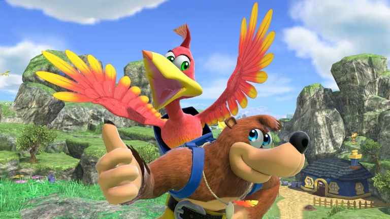 Banjo and Kazooie celebrating in Smash.