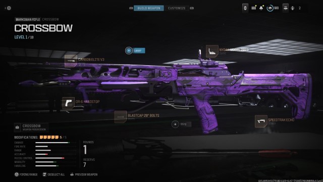 Crossbow in the MW3 create-a-class menu.