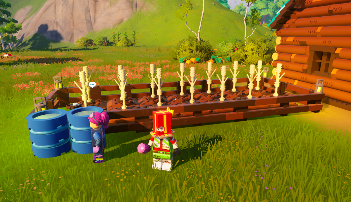 A garden farm in LEGO Fortnite