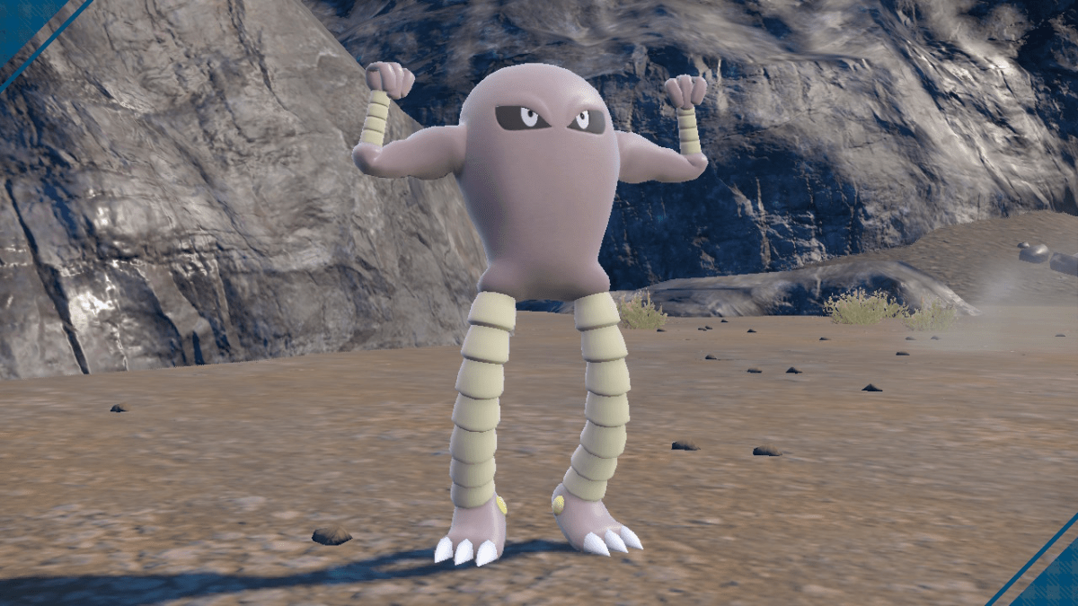 Hitmonlee posing in Pokemon Scarlet and Violet