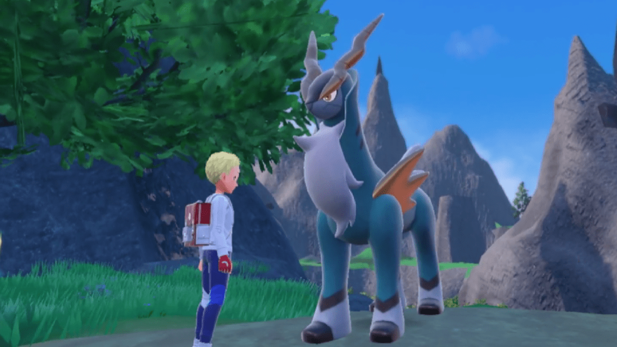 Cobalion standing in front of the trainer in Pokémon Scarlet and Violet