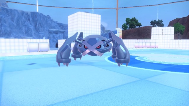 Metagross standing in a blue area in Pokémon Scarlet and Violet