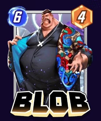 Blob card, showing is gang outfit.