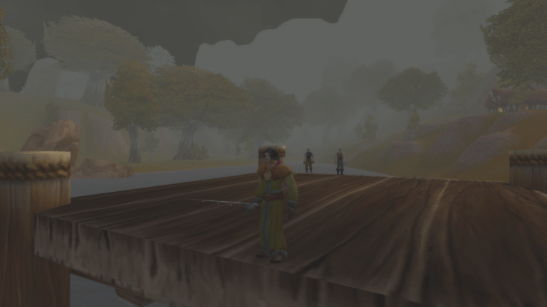 Human in WoW SoD holding a fishing pole.