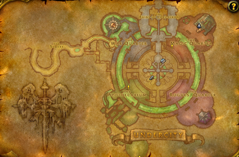 Image of the WoW SoD map showing the Undercity.