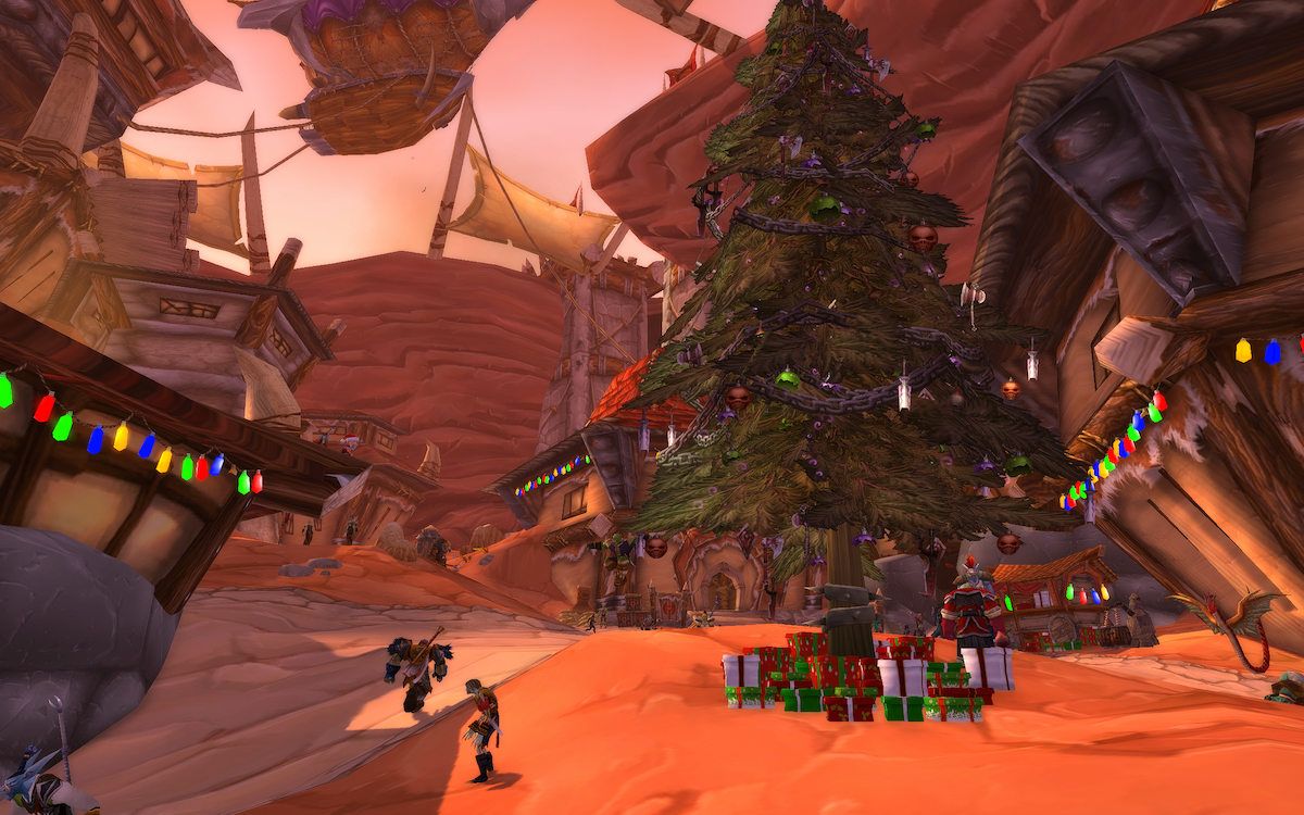 Overview of Orgrimmar in WoW Classic during Feast of Winter Veil