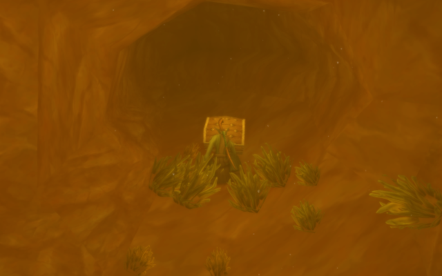 Mage looting an item under water.