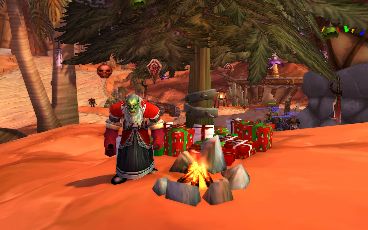 Father Winter under a Christmas tree in WoW Classic Season of Discovery