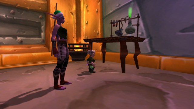 Soolie Berryfizz making potions and selling recipes in Ironforge while another player is behind her