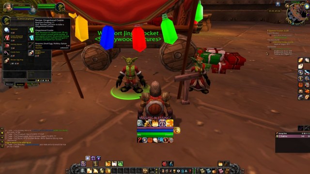 Winter Veil Goblin vendor selling stuff to Dwarf Paladin