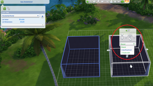 Creating a new unit in The Sims 4 For Rent.