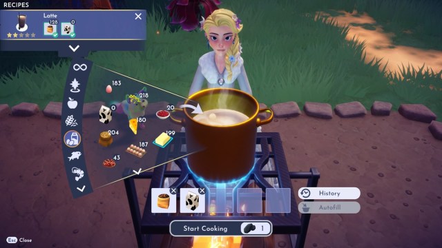 Disney Dreamlight Character is making a latte