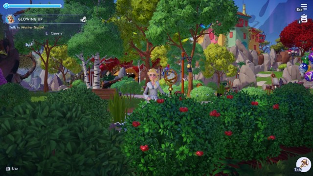 A Disney Dreamlight Valley player standing behind a coffee bush