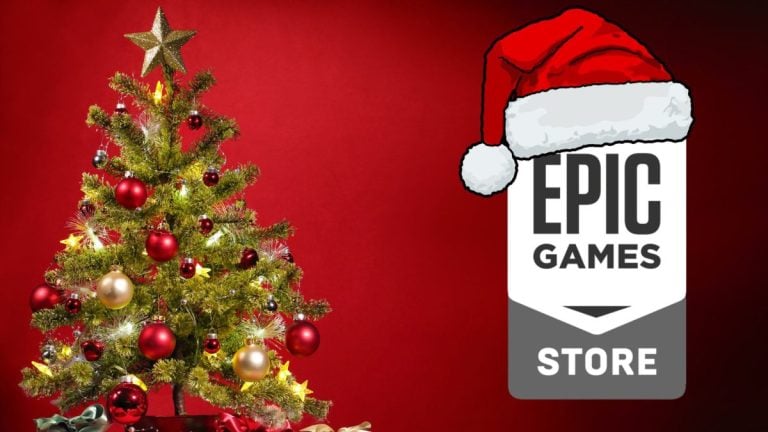 epic game store logo with christmas background