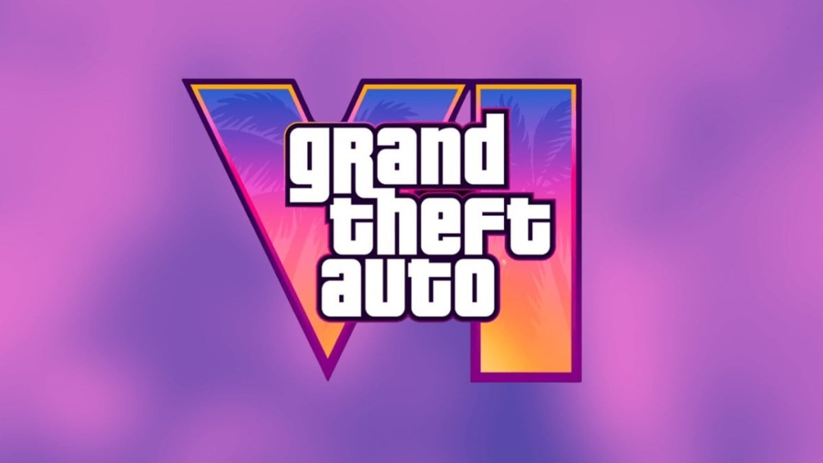 GTA 6 logo on a purple backgroud.