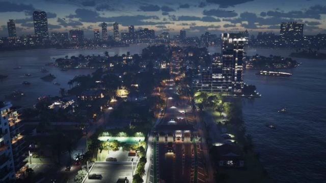 An overhead view of Vice City in Grand Theft Auto 6.