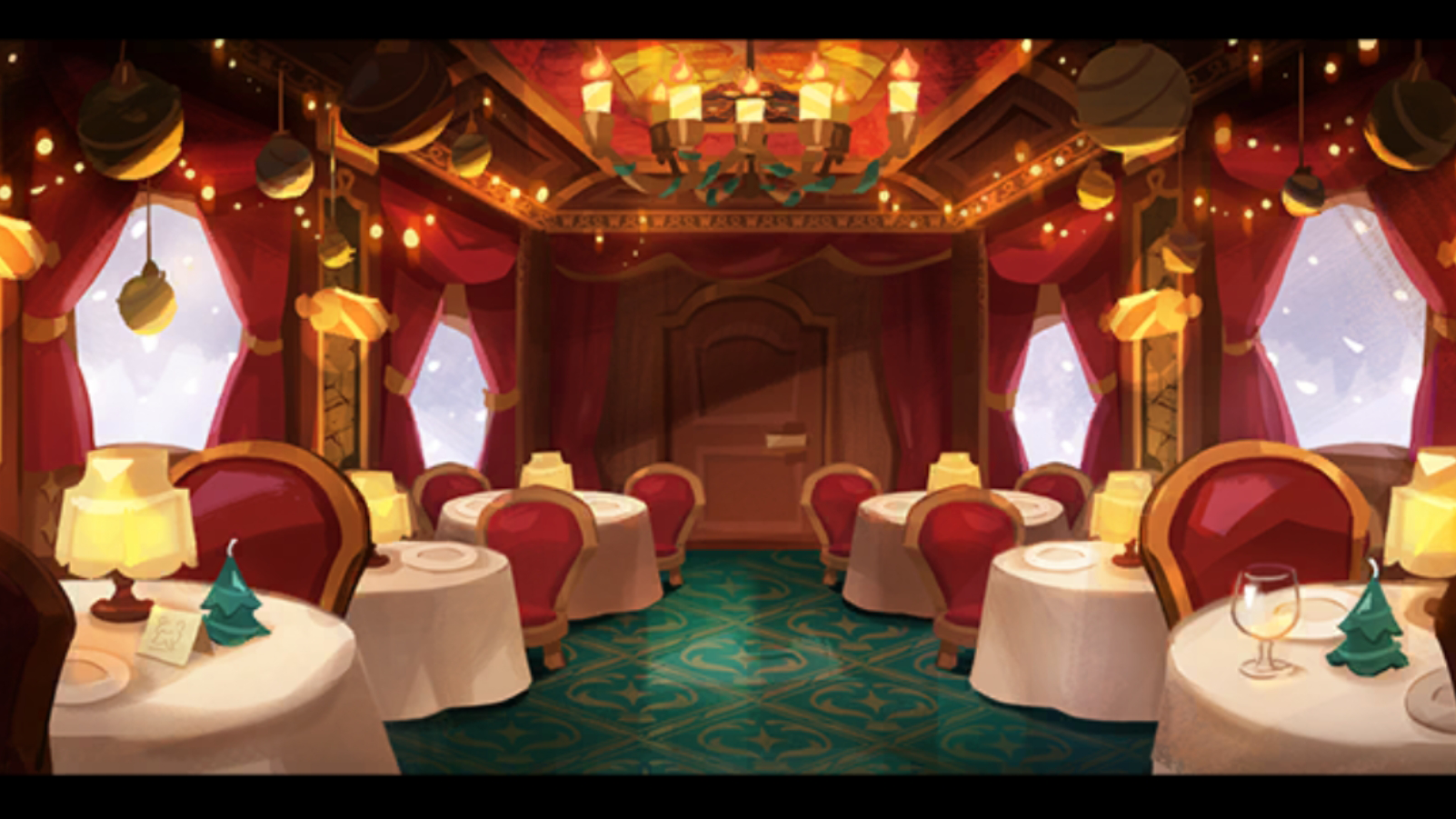 Train dining car from Cookie Run Kingdom Holiday Express event.