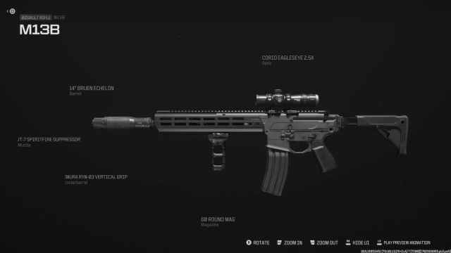 A screenshot of the best M13B loadout in Warzone.