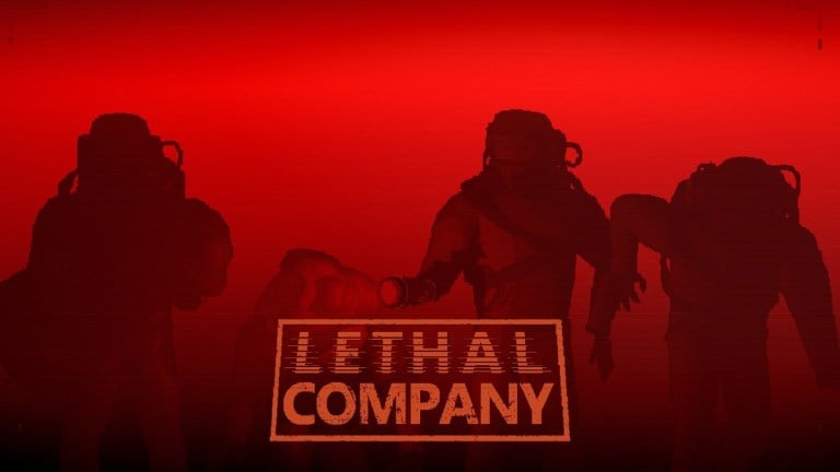 Lethal Company logo with crew members in the background