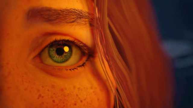 Close-up shot of an eye. The person's eyebrows give a sad look.