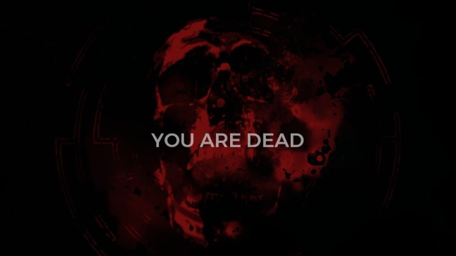 The "You Are Dead" screen with a red skull on it from Remnant 2.
