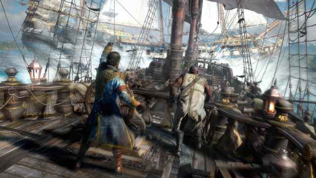 A pirate ship ramming another ship in Skull and Bones