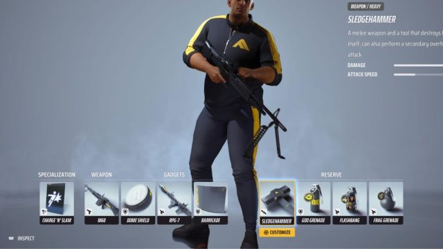 A Heavy class from The Finals showing the reserve loadout screen.