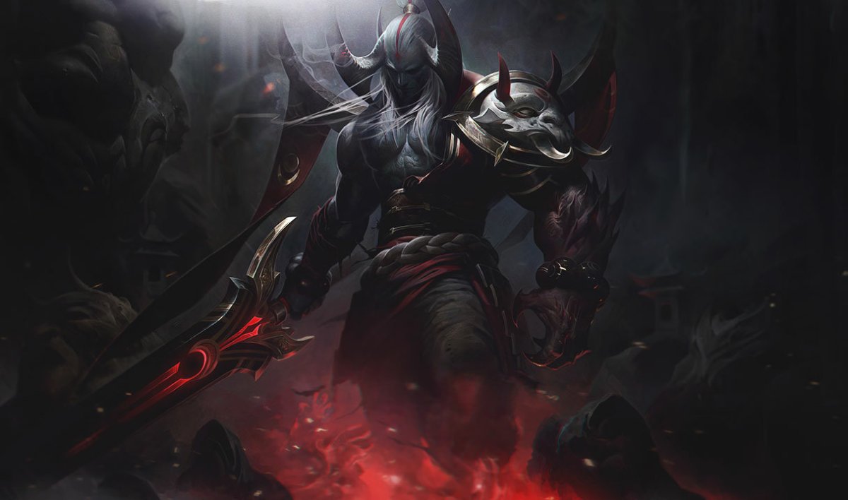 Aatrox wielding his sword and looking down.