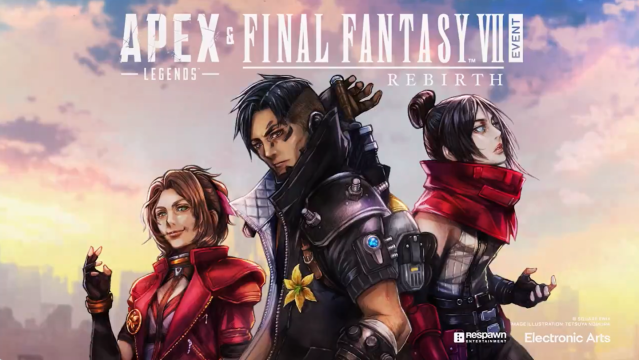 Apex Legends x Final Fantasy VII Rebirth crossover graphic.