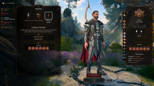 Image of the character creation screen in BG3.