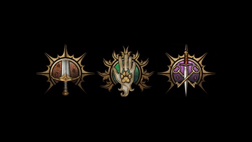 The image of the Fighter, Rogue, and Ranger icons for BG3 sit side-by-side on a black background.