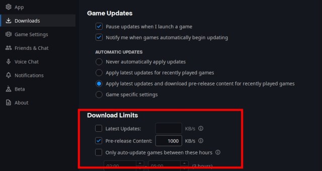 Battlenet launcher download setting menu.