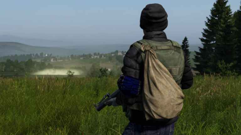 A screenshot of a character alone in a field from DayZ