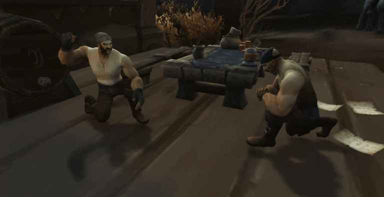 Two humans gambling using dice in WoW