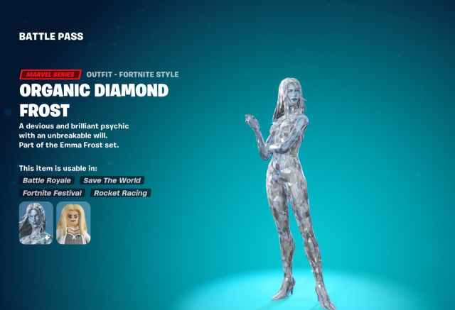 Organic Diamond Frost skin for Emma Frost in Fortnite