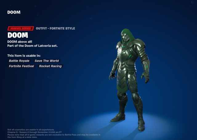 Doom outfit in Fortnite