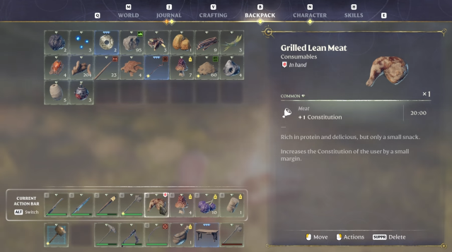 Image of the cooking menu in Enshrouded.